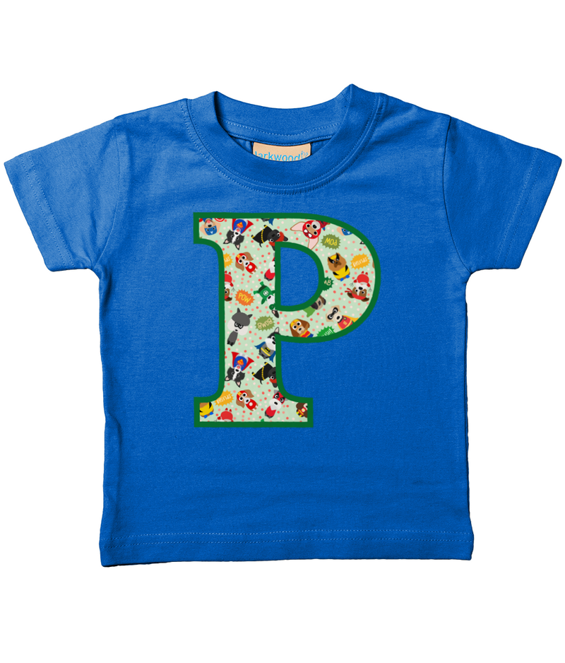 Green Pet Superheroes T-Shirt Letter P