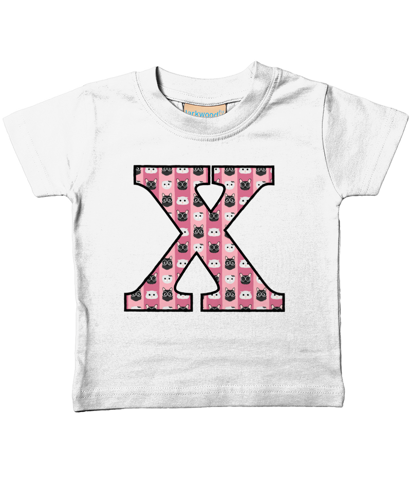 Pink Cats T-Shirt Letter X