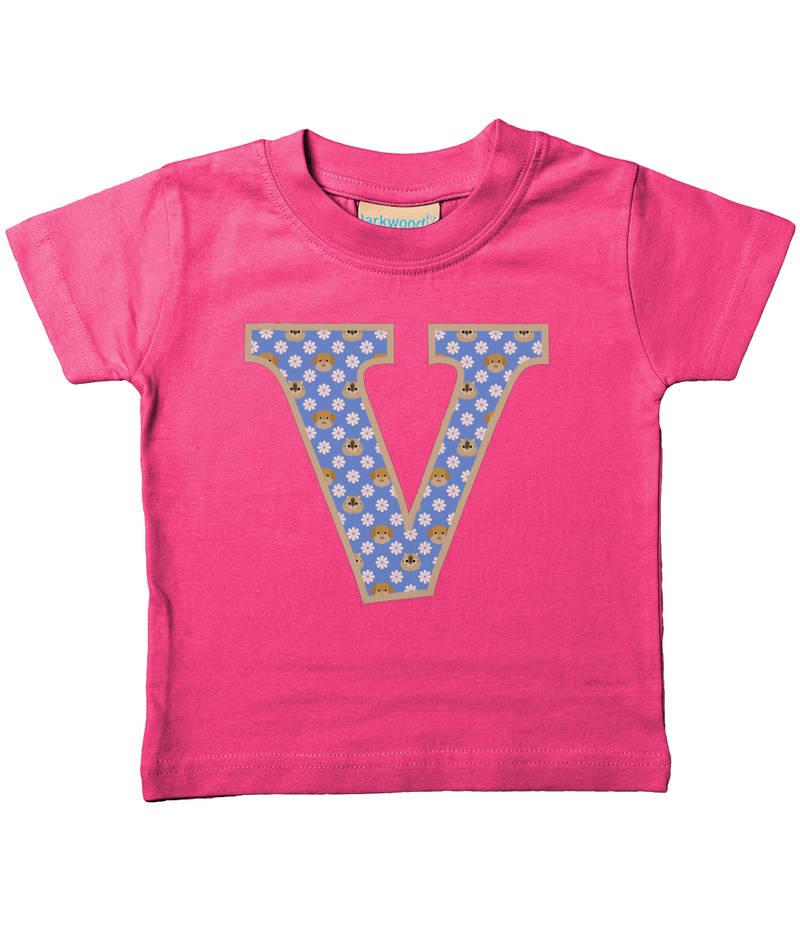 Purple Dogs And Cats Letter V T Shirt