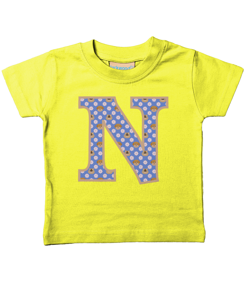 Purple Dogs And Cats Letter N T Shirt