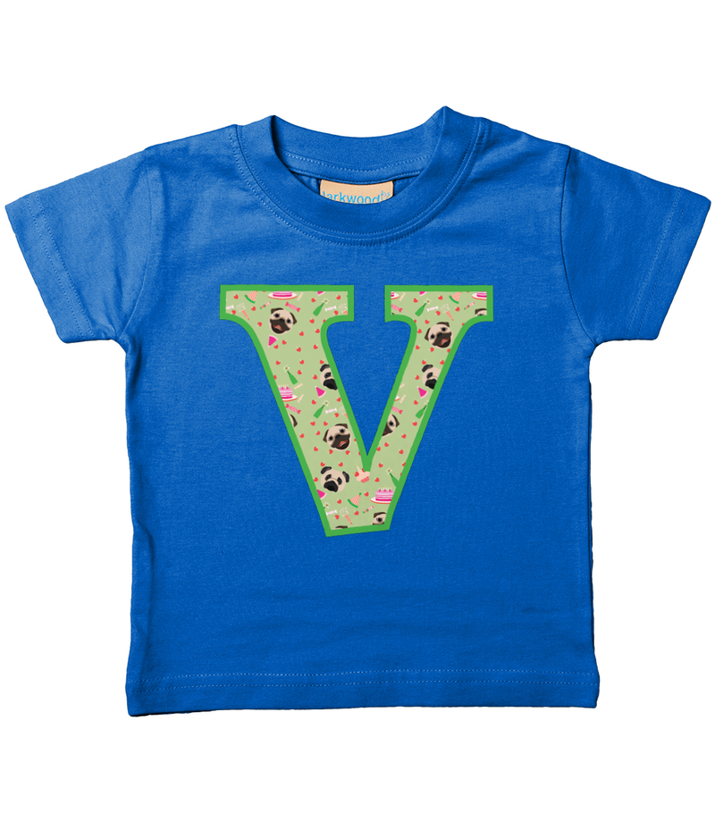 Green Pug T-Shirt Letter V