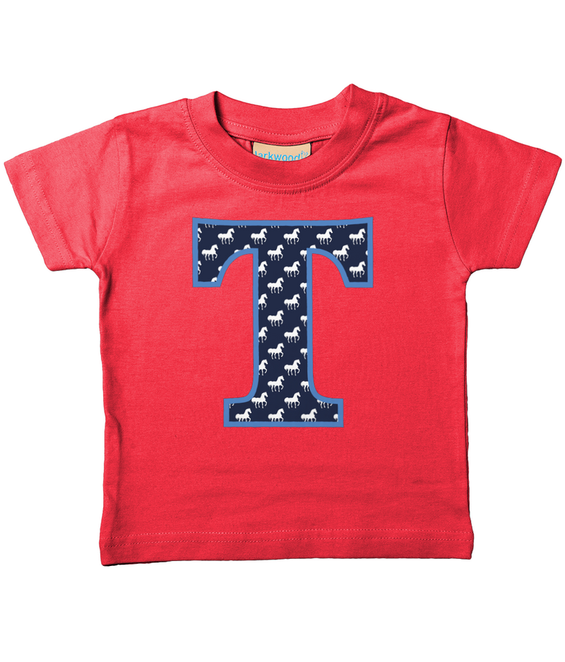 Blue Horse T-Shirt Letter T