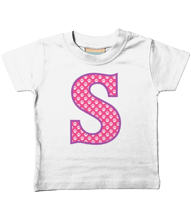 Pink Paws T-Shirt Letter S