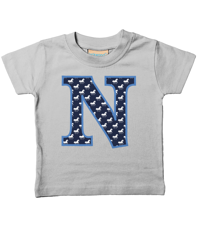 Blue Horse T-Shirt Letter N