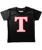 Pink Hearts T-Shirt Letter T