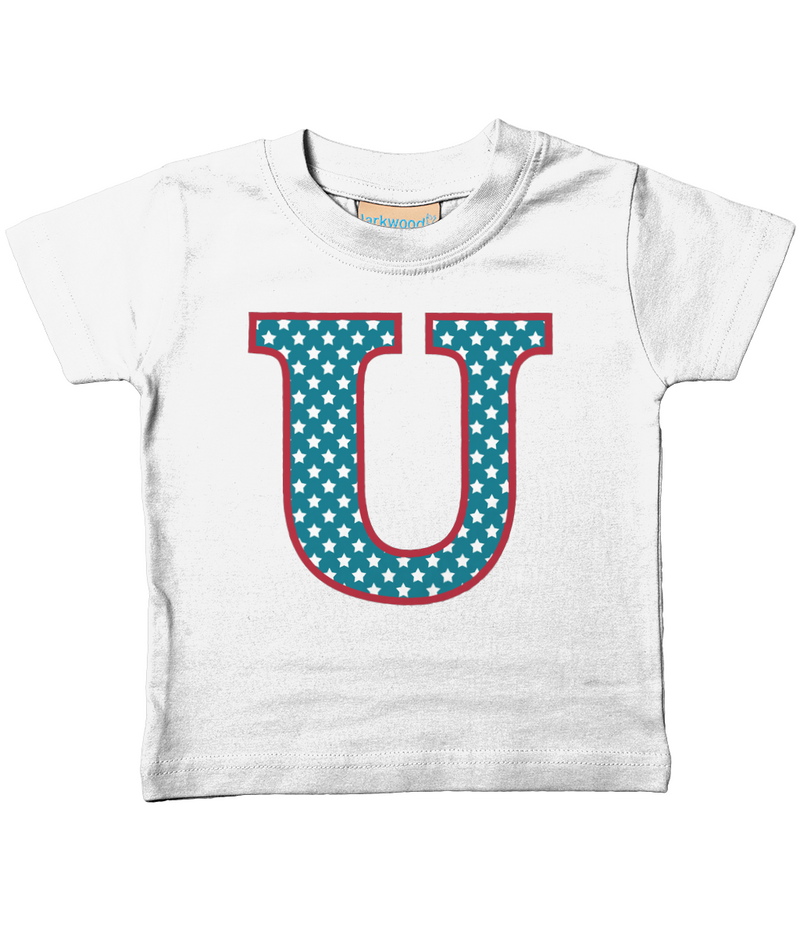 Blue Stars Letter U T Shirt