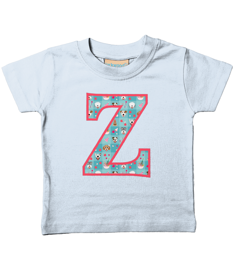 Blue Doggy Celebration T-Shirt Letter Z