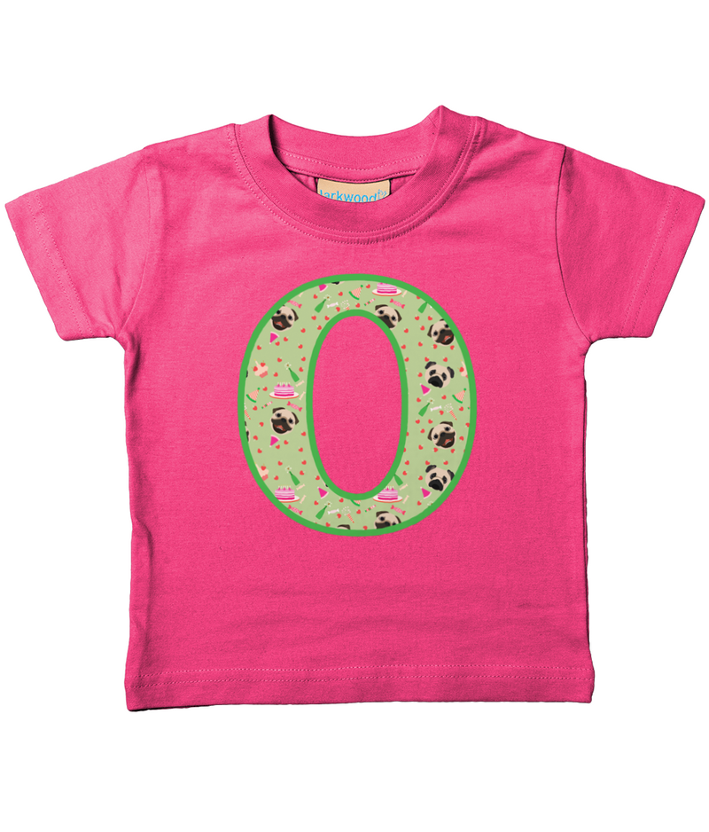 Green Pug T-Shirt Letter O