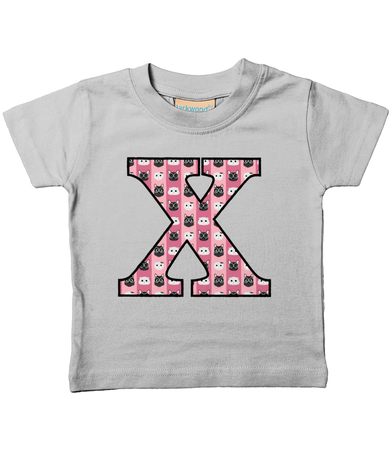 Pink Cats T-Shirt Letter X