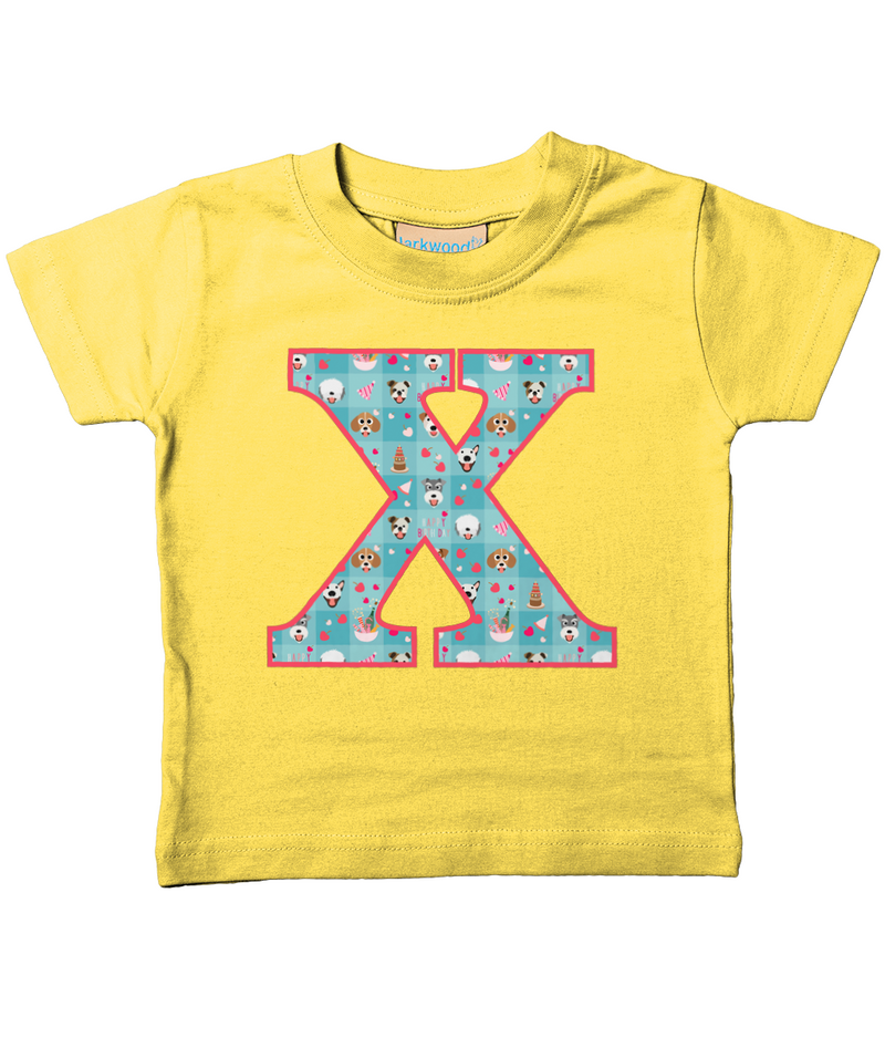 Blue Doggy Celebration T-Shirt Letter X