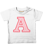 Pink Hearts T-Shirt Letter A