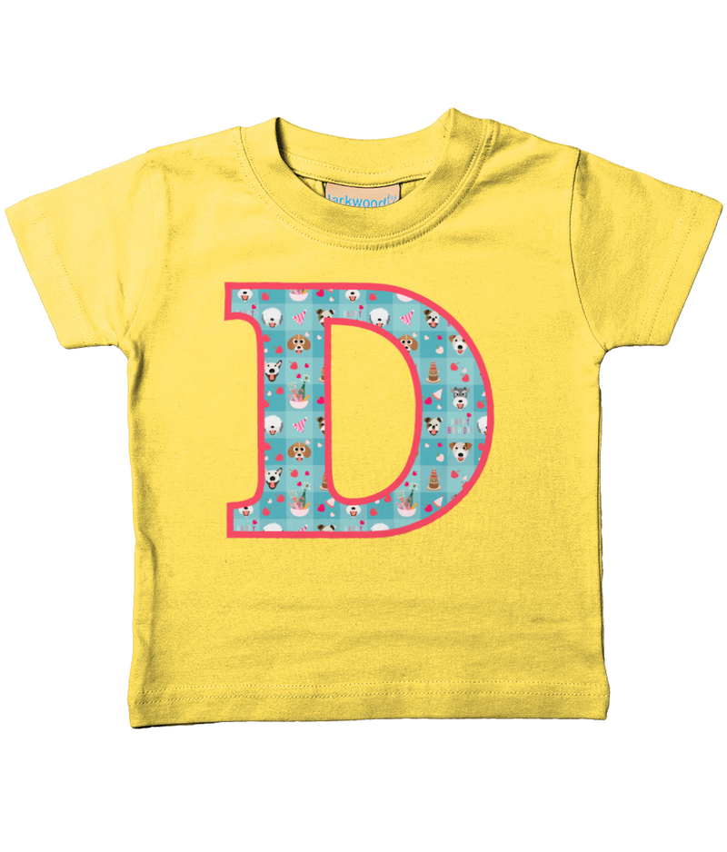 Blue Doggy Celebration T-Shirt Letter D