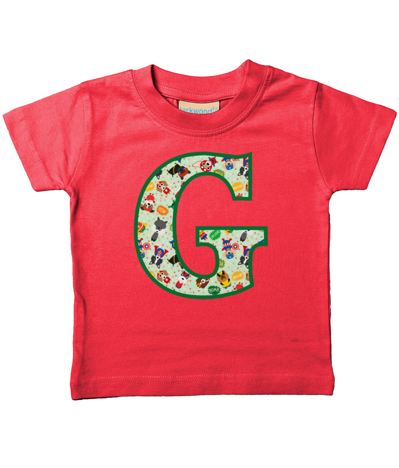 Green Pet Superheroes T-Shirt Letter G