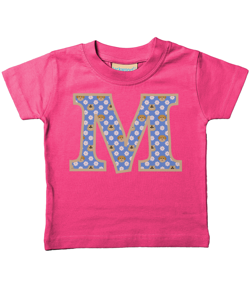 Purple Dogs And Cats Letter M T Shirt