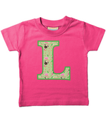 Green Pug T-Shirt Letter L