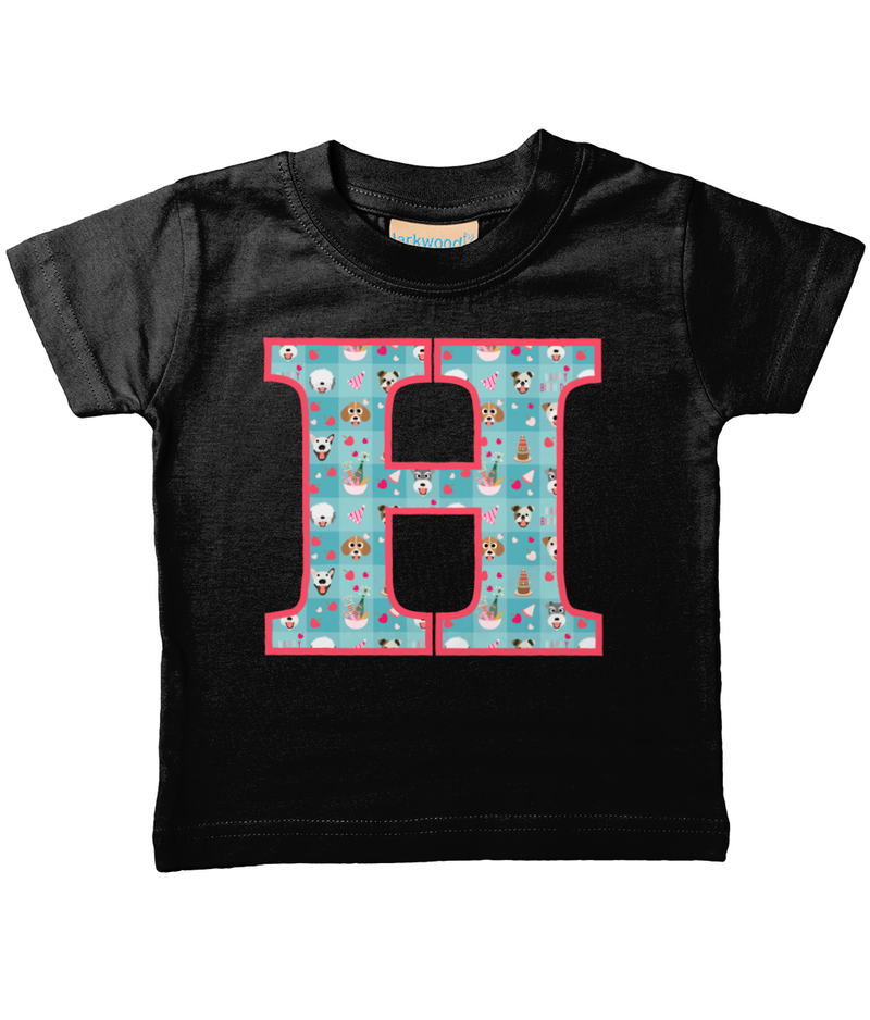 Blue Doggy Celebration T-Shirt Letter H