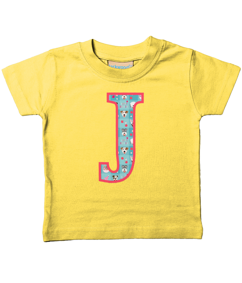 Blue Doggy Celebration T-Shirt Letter J