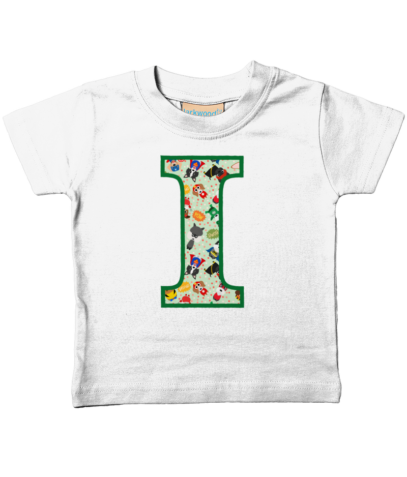 Green Pet Superheroes T-Shirt Letter I