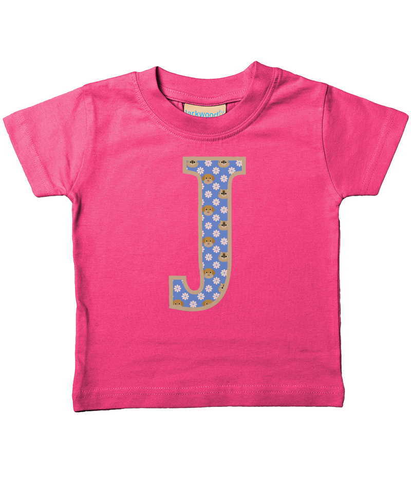 Purple Dogs And Cats Letter J T Shirt