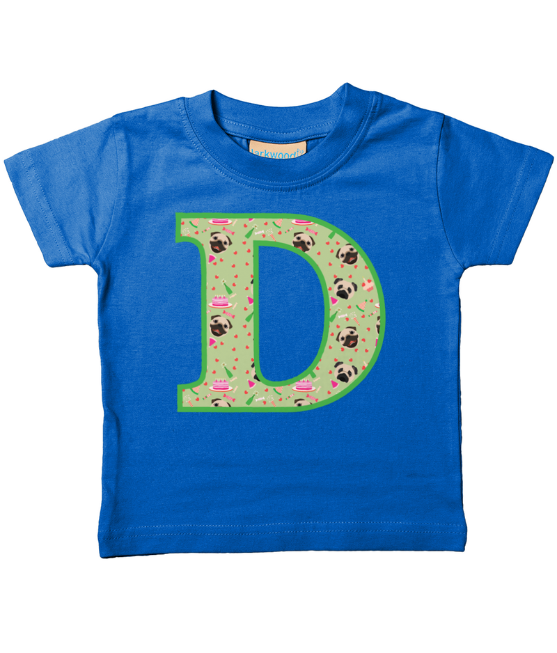 Green Pug T-Shirt Letter D