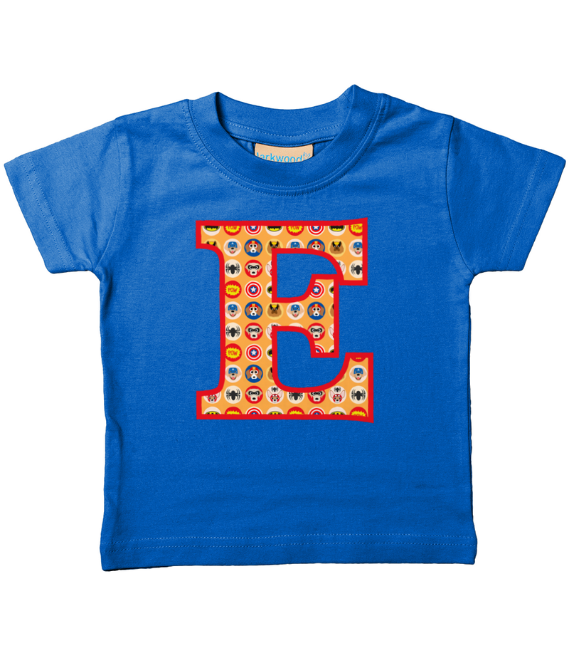 Orange Pet Superheroes T-Shirt Letter E