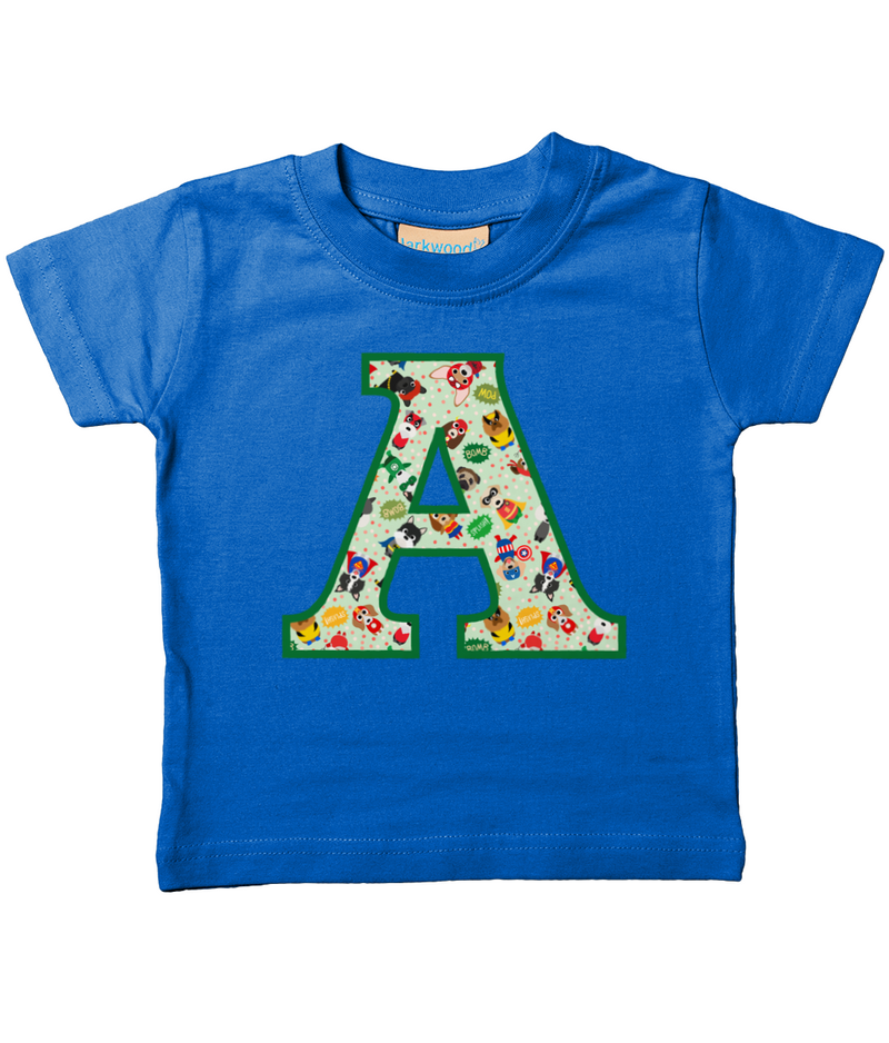 Green Pet Superheroes T-Shirt Letter A