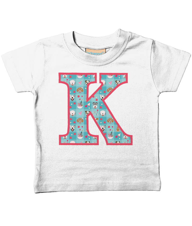 Blue Doggy Celebration T-Shirt Letter K