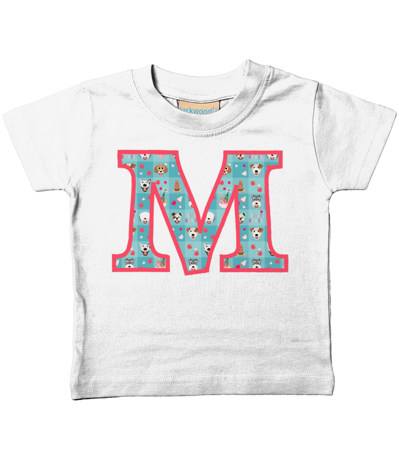 Blue Doggy Celebration T-Shirt Letter M