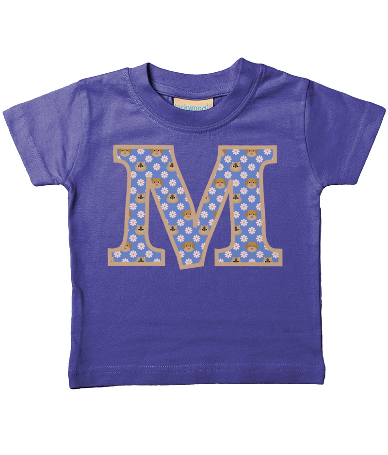 Purple Dogs And Cats Letter M T Shirt