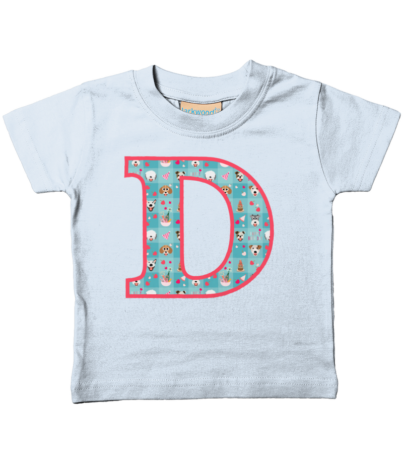 Blue Doggy Celebration T-Shirt Letter D