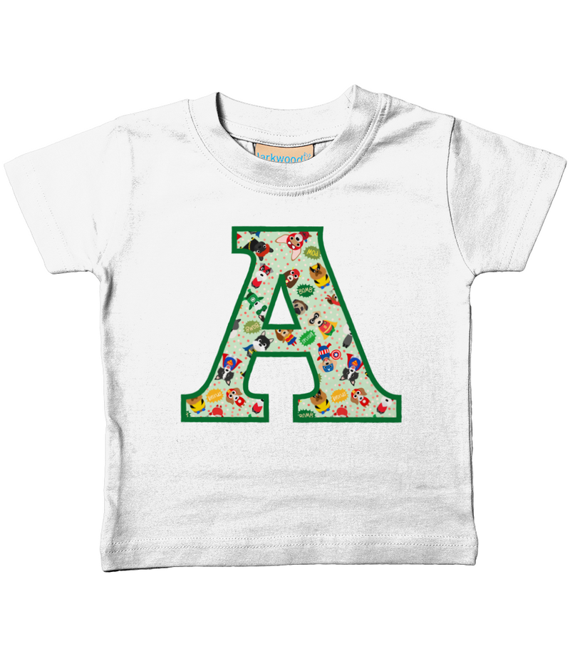 Green Pet Superheroes T-Shirt Letter A