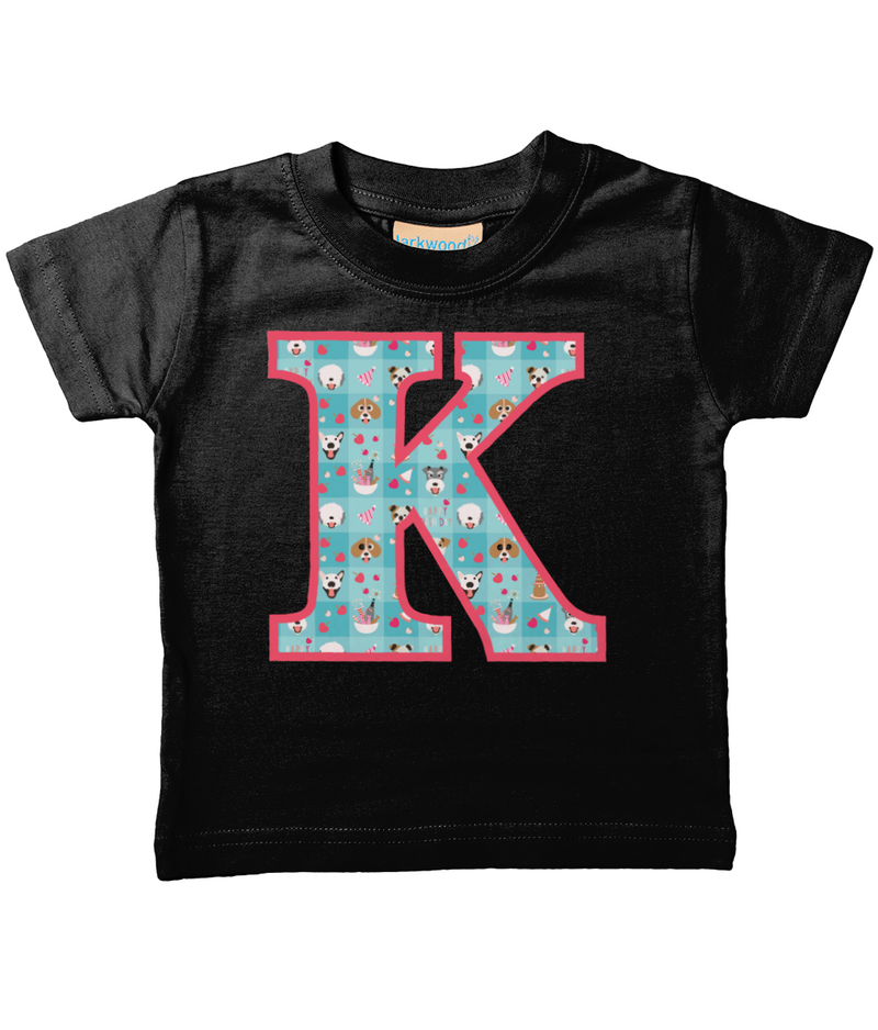 Blue Doggy Celebration T-Shirt Letter K