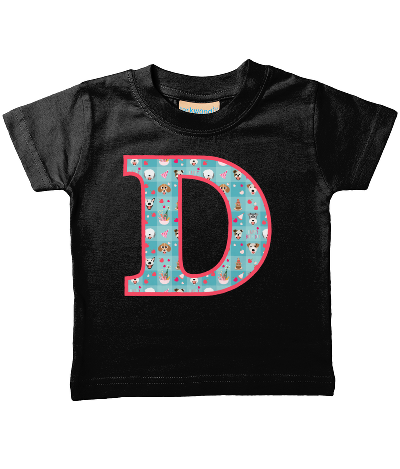 Blue Doggy Celebration T-Shirt Letter D