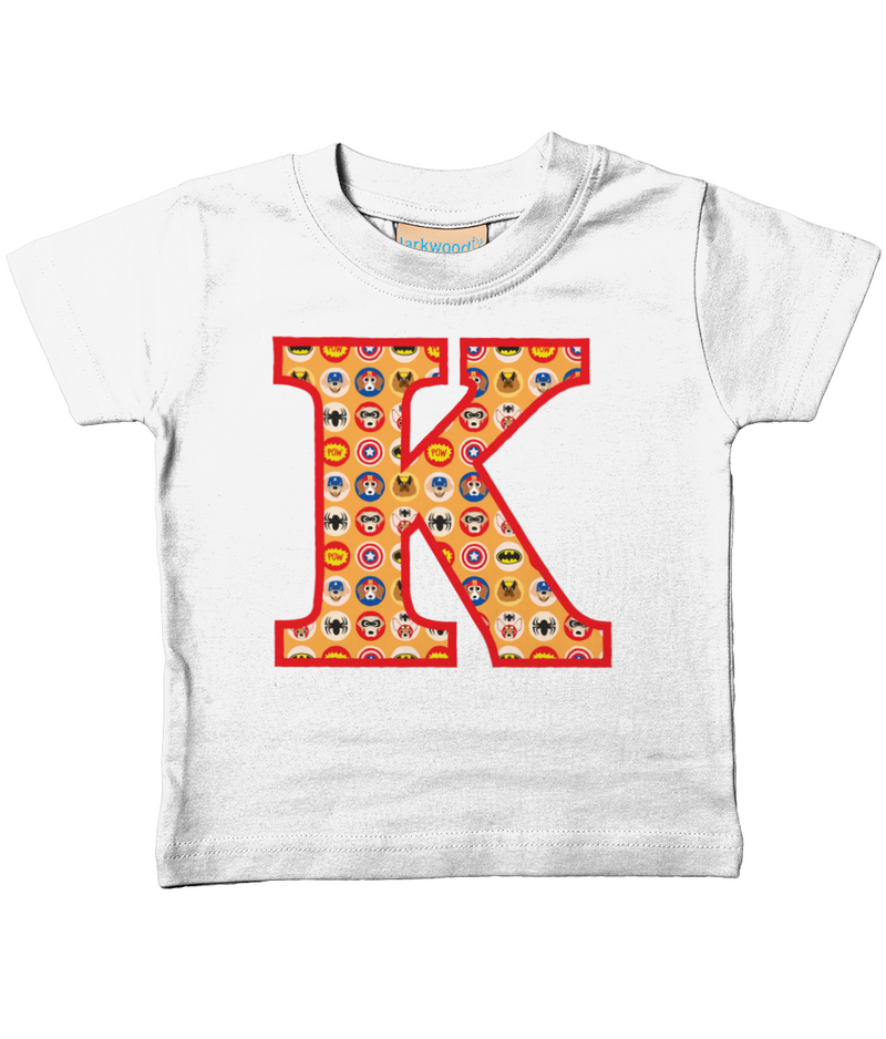 Orange Pet Superheroes T-Shirt Letter K