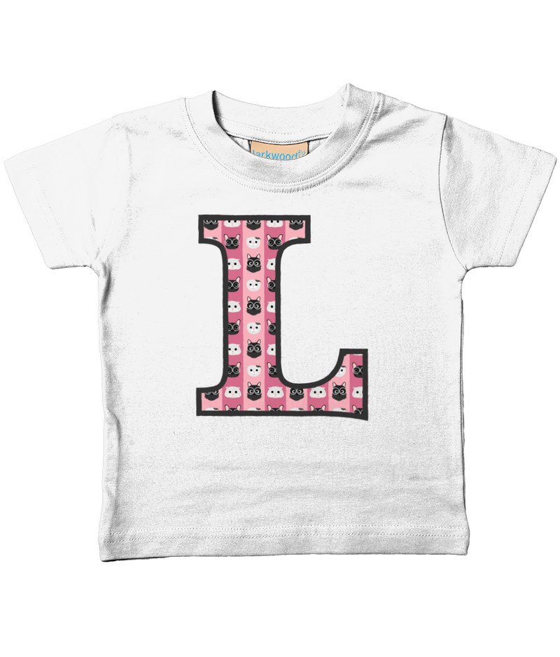 Pink Cats T-Shirt Letter L