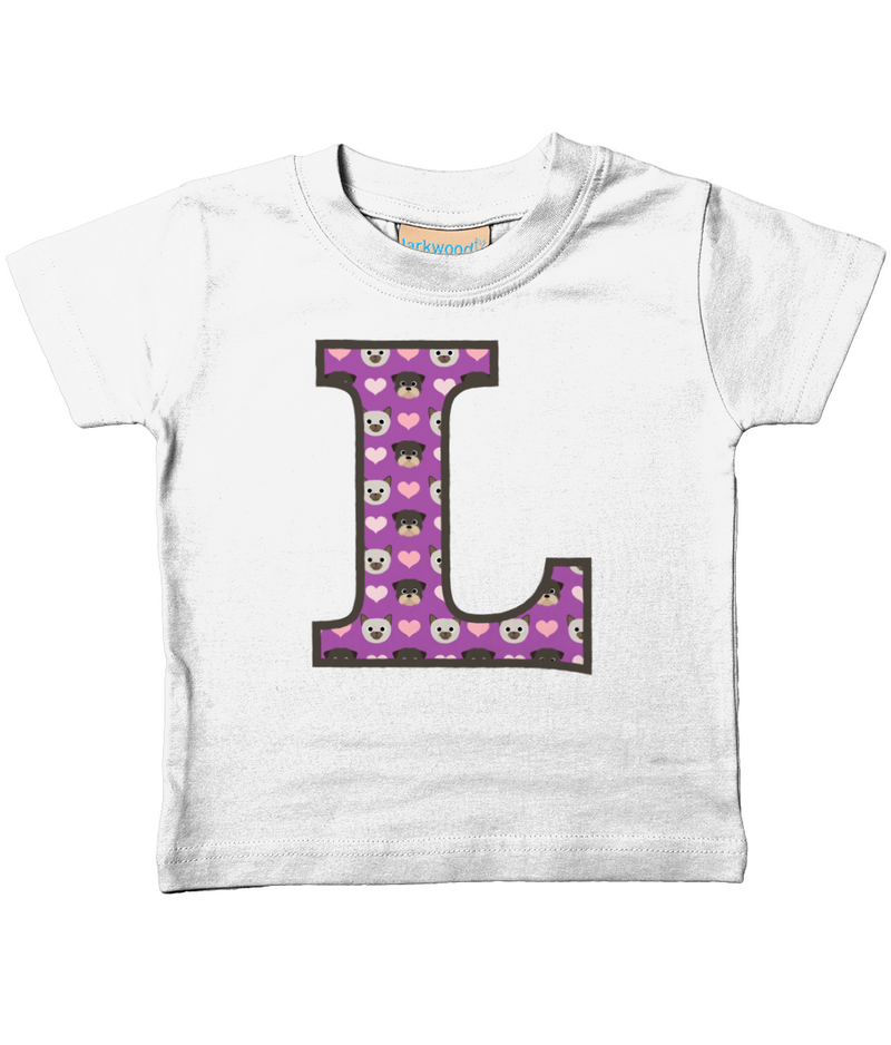 Purple Dog And Cat Love Letter L T Shirt