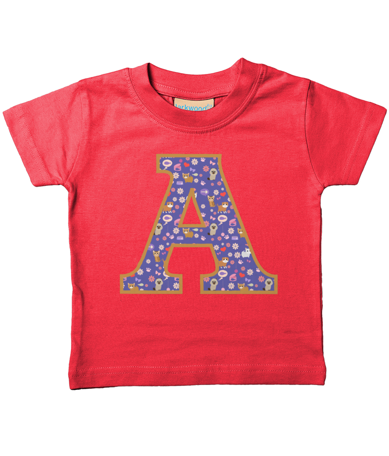 Purple Cats T Shirt Letter A