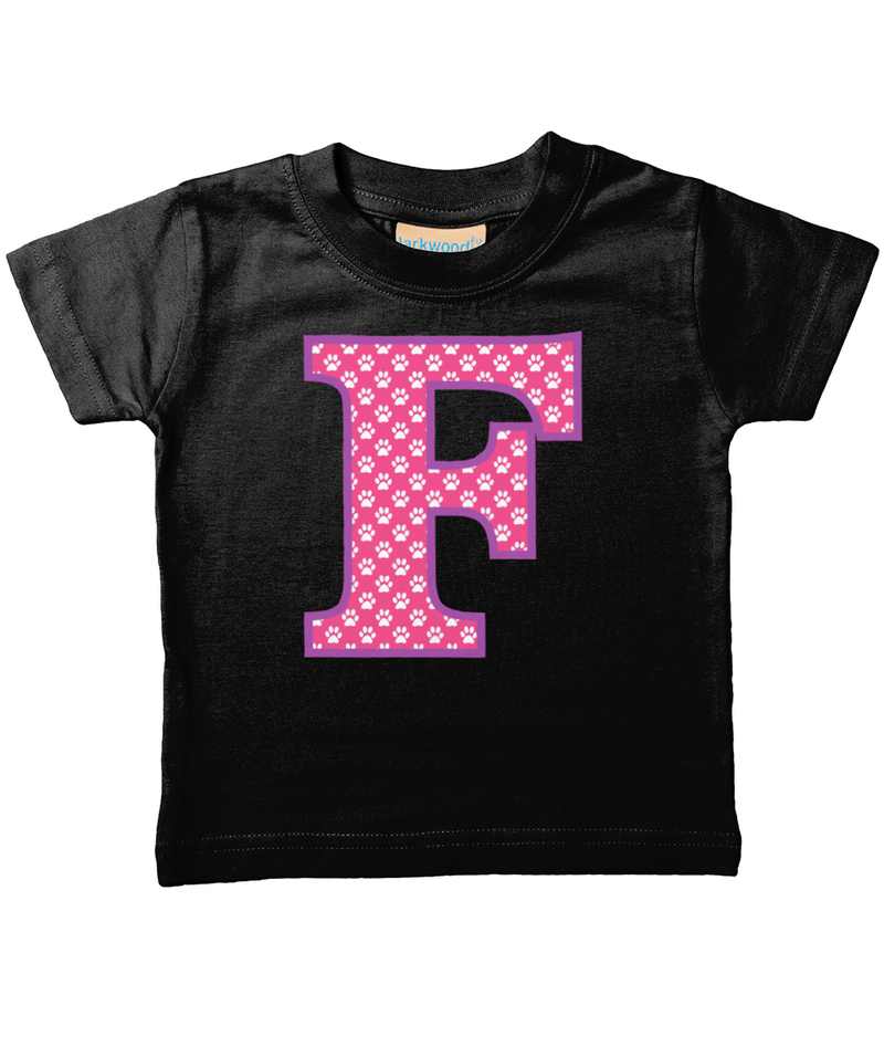 Pink Paws T-Shirt Letter F