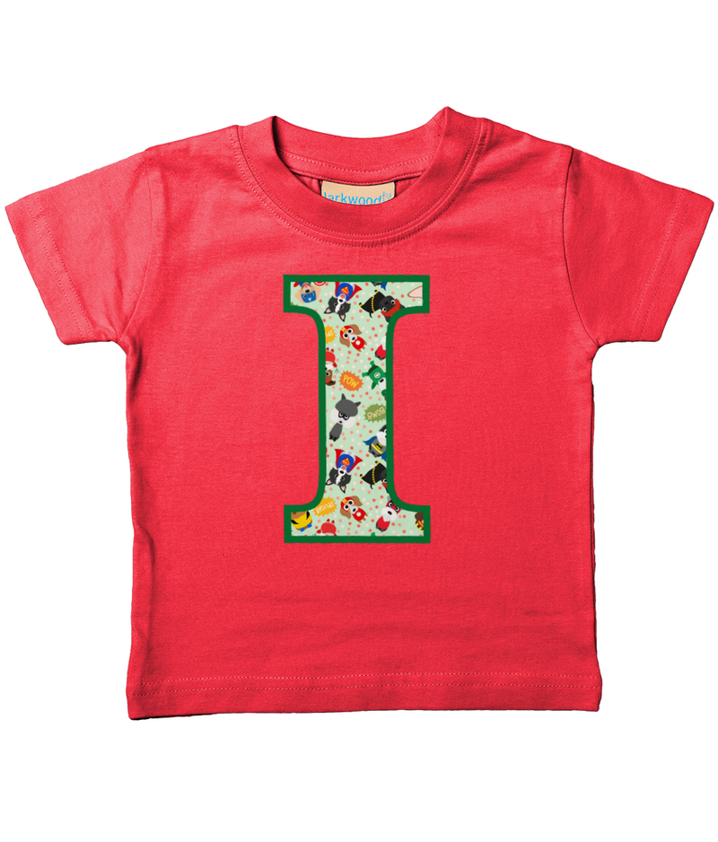 Green Pet Superheroes T-Shirt Letter I