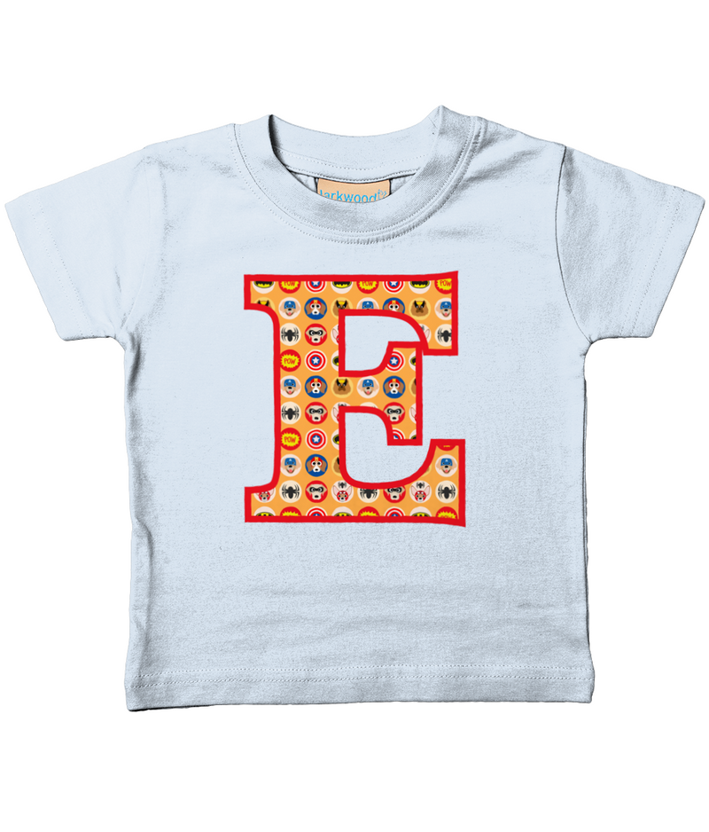 Orange Pet Superheroes T-Shirt Letter E