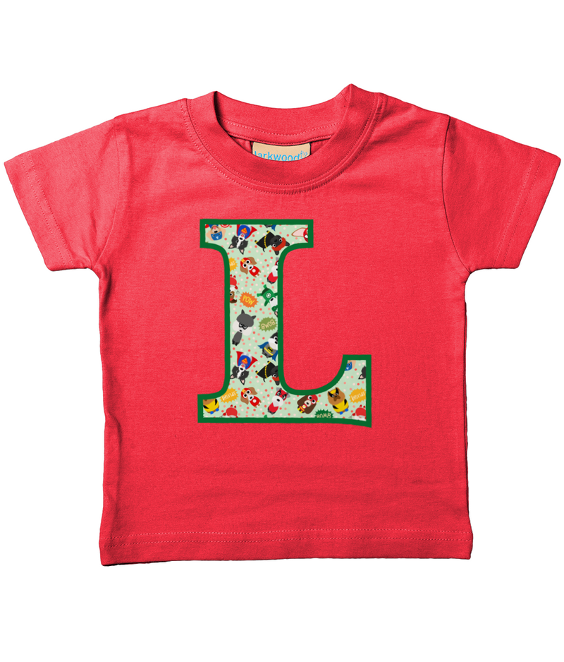 Green Pet Superheroes T-Shirt Letter L