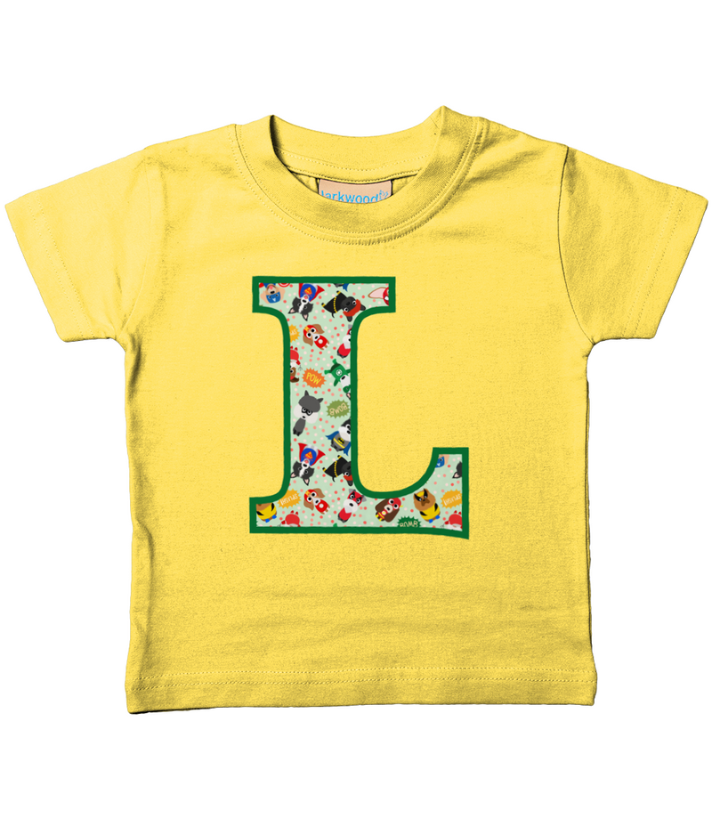 Green Pet Superheroes T-Shirt Letter L