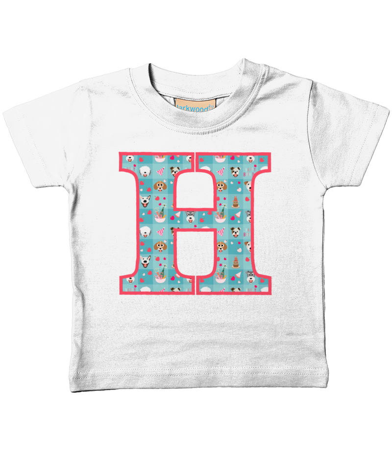 Blue Doggy Celebration T-Shirt Letter H