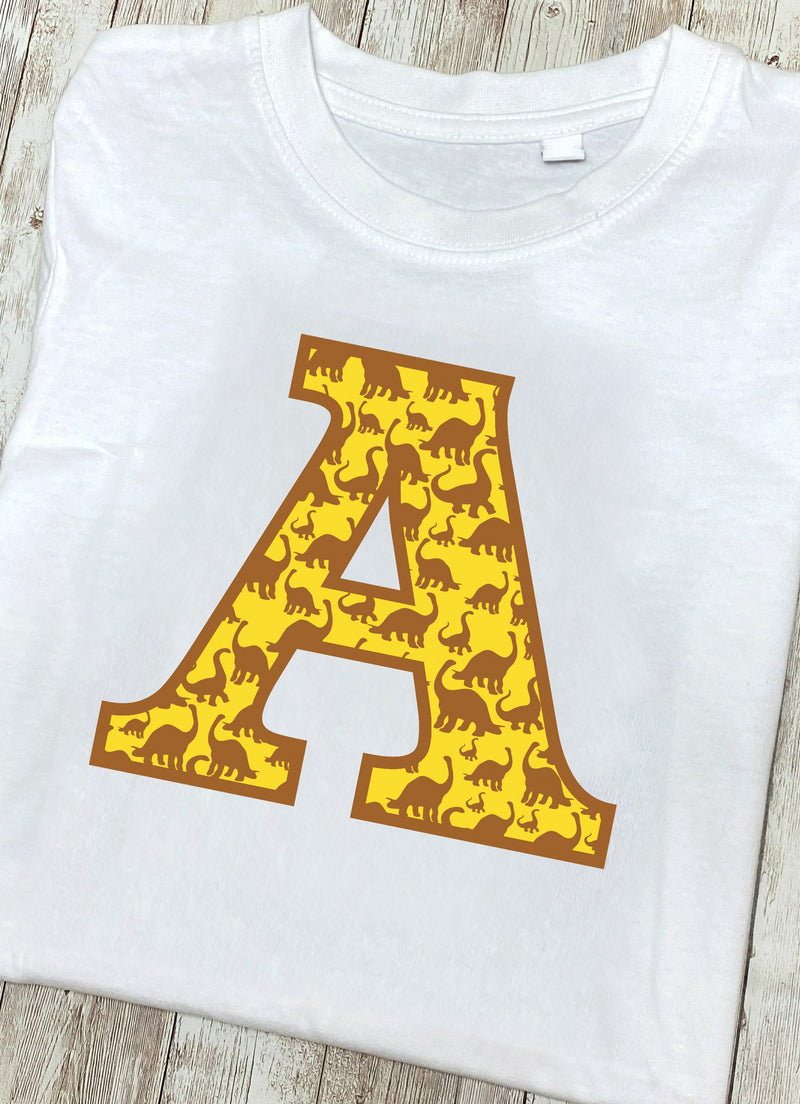 Yellow Dinosaur T-Shirt Letter A