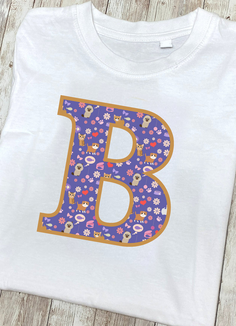 Purple Cats T-Shirt Letter B