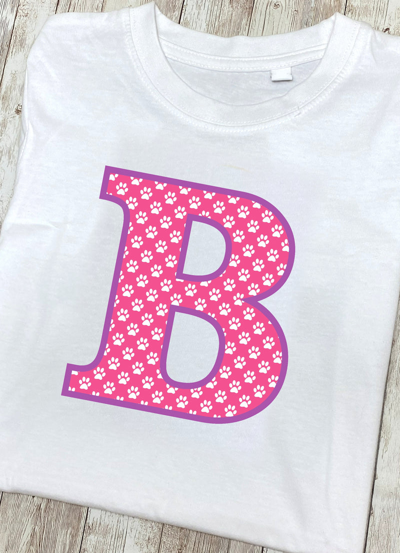 Pink Paws T-Shirt Letter B