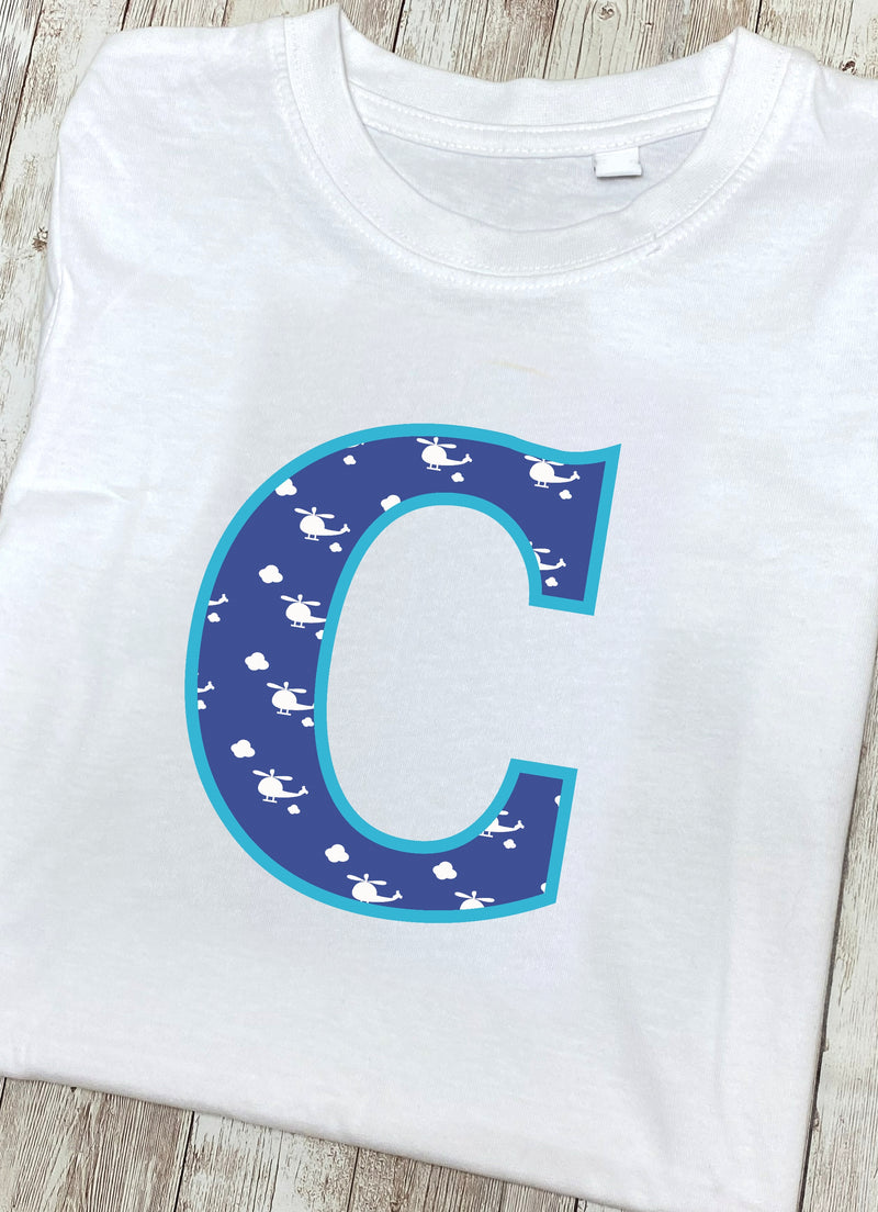 Blue Helicopter Letter C T Shirt