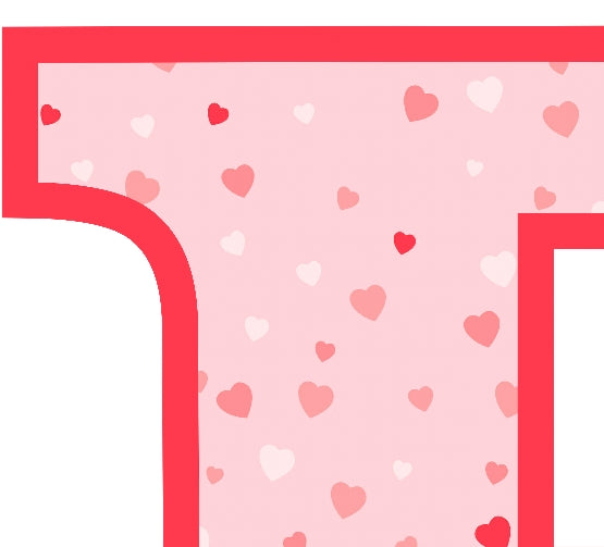 Pink Hearts T-Shirt Letter E