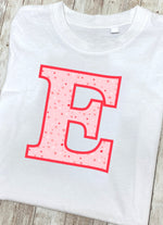 Pink Hearts T-Shirt Letter E