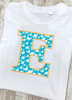 Blue Dinosaur T-Shirt Letter E